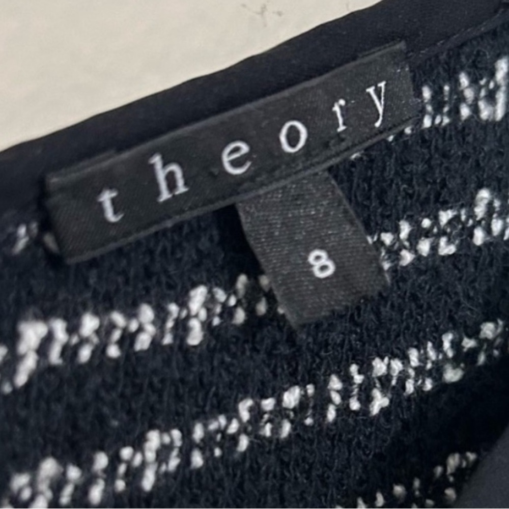 Theory Nikay Jacquard Purposeful Stripe Black & White Fit and Flare Dress SIZE 8 - Picture 4 of 5